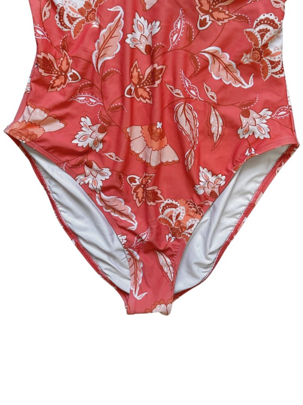 NWT Shade & Shore Coral Floral One Piece Swimsuit M Retro 70s Tropical - Picture 7 of 11
